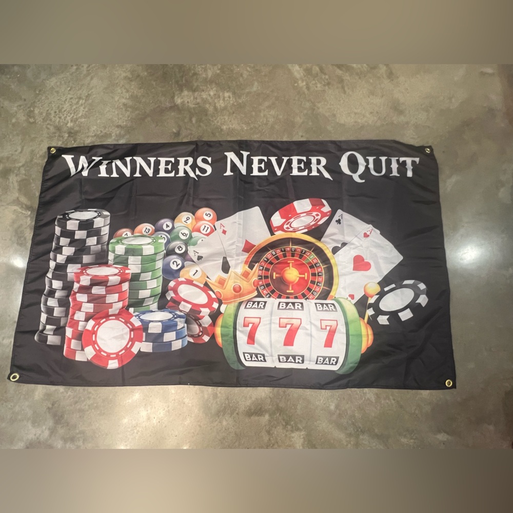 Winners never quit 3x5 banner or flag